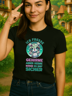 Kawaii Horror Shirt | Ich fresse Gehirne aber keine Sorge du bist sicher | Kawaii Zombie Bär |